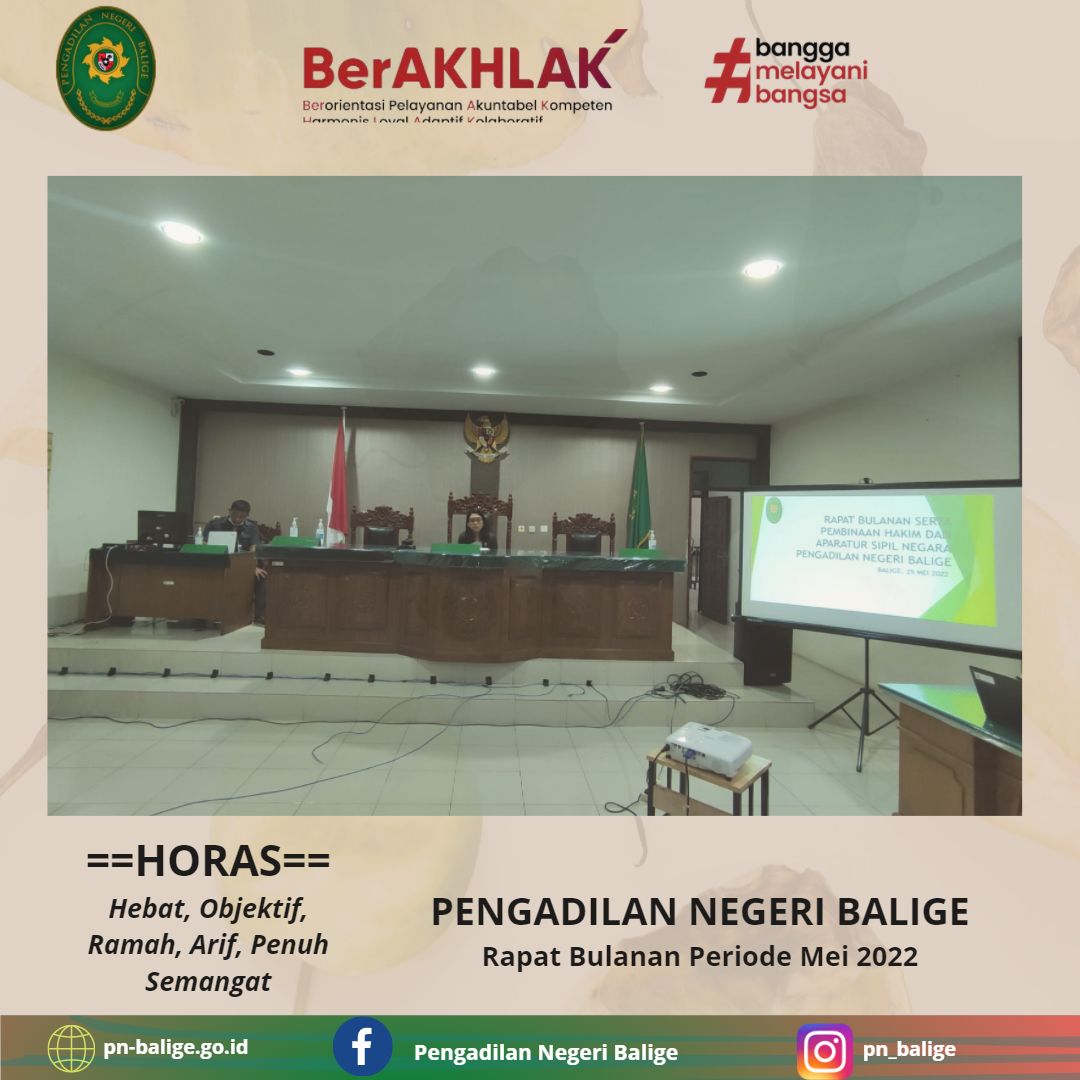 Rapat Bulanan dan Pembinaan Pengadilan Negeri Balige Periode Mei 2022
